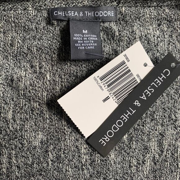 Chelsea & Theodore Open Sweater Vest Grey White Mark Bottom Fringe Side Pockeeds - Picture 10 of 12